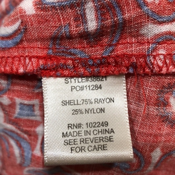 Anthropologie Skies Are Blue Blouse Size Small Red Bandana Print Bell Sleeve - Picture 6 of 9
